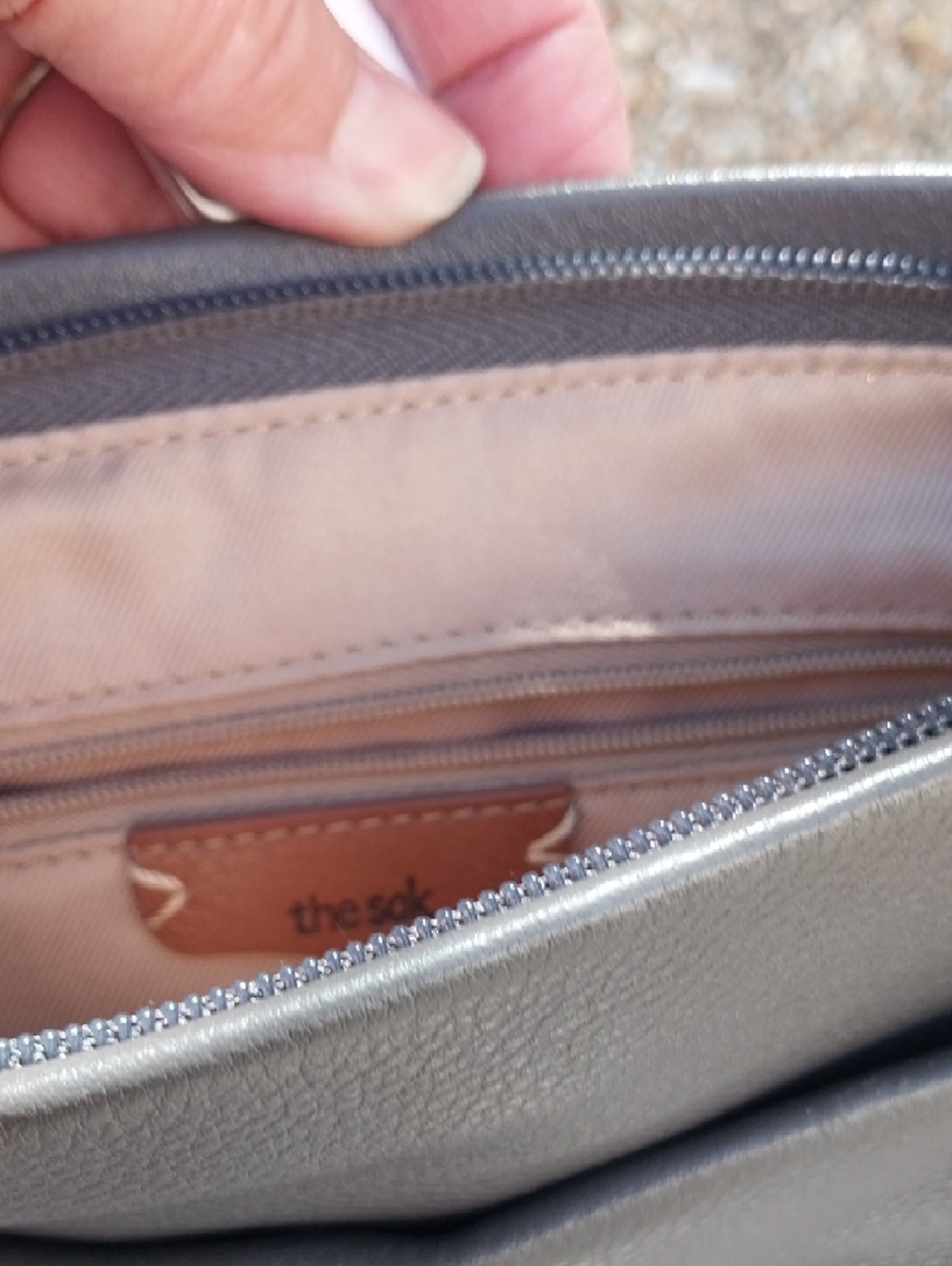 The Sak Melrose‎ Zip Leather Crossbody Bag Slate - Picture 7 of 11